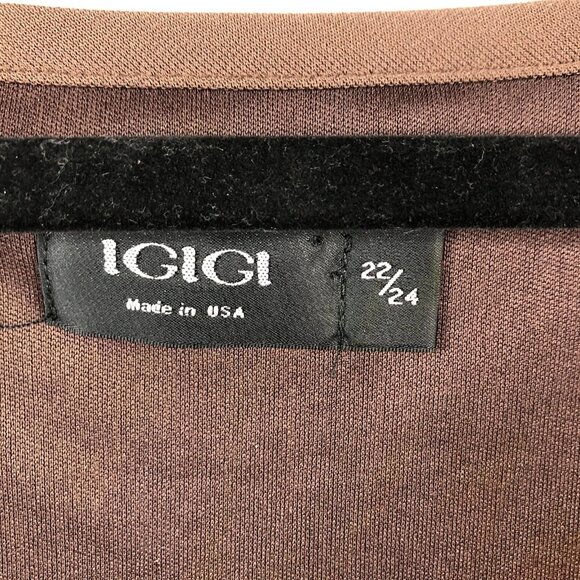 IGIGI Dress Womens 22 Plus Size Brown Office Career Stretch Knit Ruffle Feminine - Picture 4 of 15